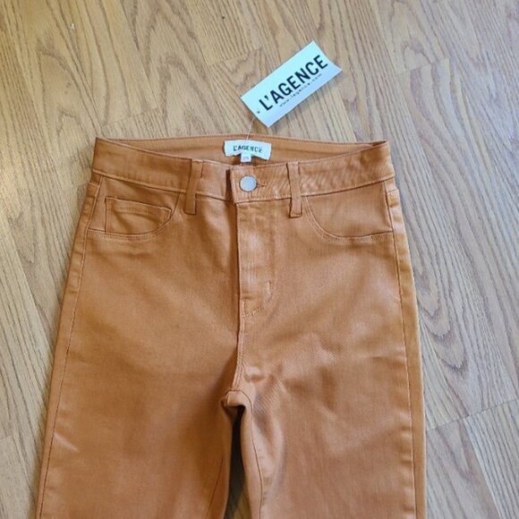 NEW NWT! L'AGENCE MARGOT COATED CROPPED SKINNY JEANS MID RISE STRETCH DENIM 25 - Picture 4 of 8